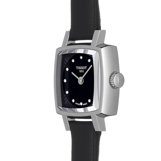 Tissot Lovely Square Quartz Diamonds Black Dial Black Leather Strap Watch For Women - T058.109.16.056.00 Buy Now By Tissot