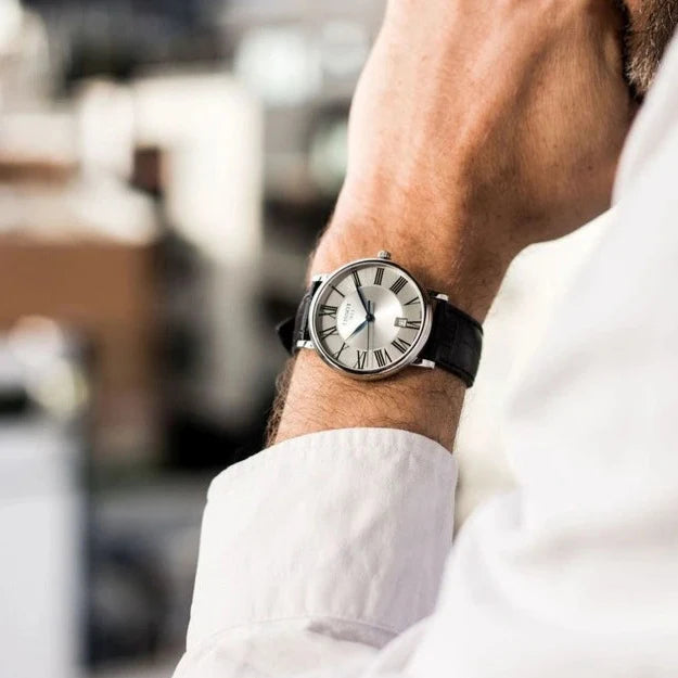 Tissot Carson Premium Silver Dial Black Leather Strap Watch For Men - T122.410.16.033.00 Buy Now By Tissot