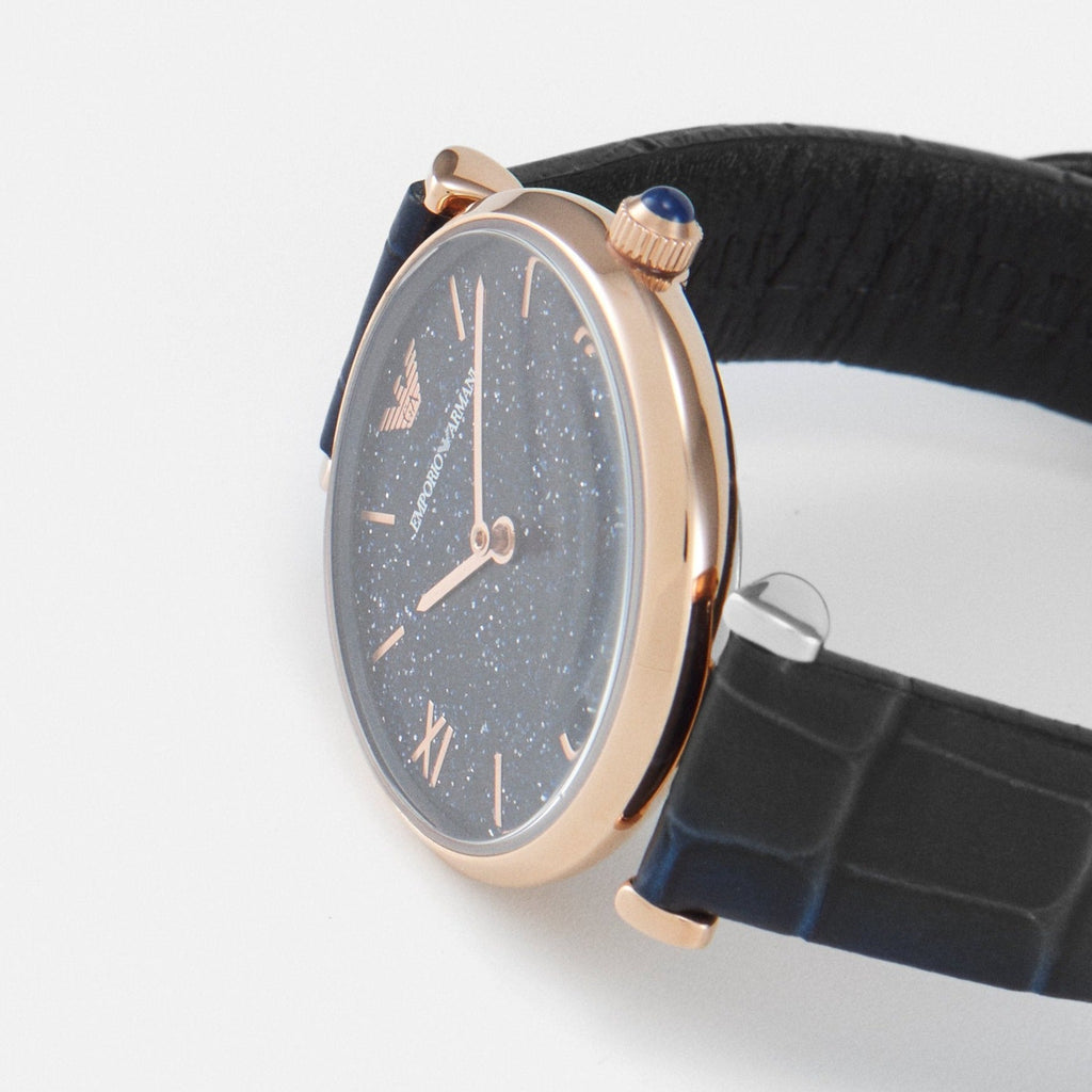 Emporio Armani Gianni T-Bar Quartz Blue Dial Blue Leather Strap Watch for Women - AR11424 Buy Now By Emporio Armani