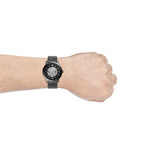Fossil Neutra Automatic Skeleton Black Dial Grey Mesh Strap Watch for Men - ME3185 Buy Now By Fossil