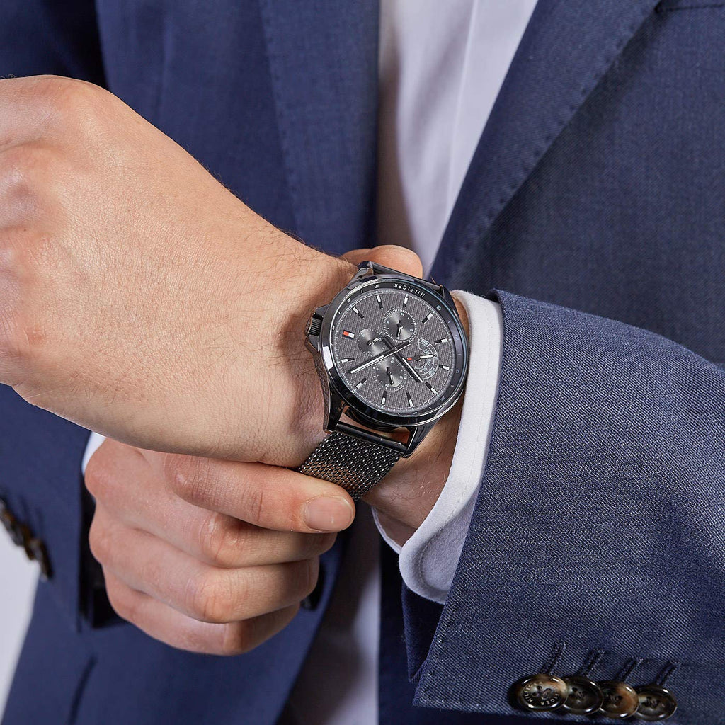 Tommy Hilfiger Shawn Chronograph Quartz Grey Dial Grey Mesh Bracelet Watch for Men - 1791613 Buy Now By Tommy Hilfiger