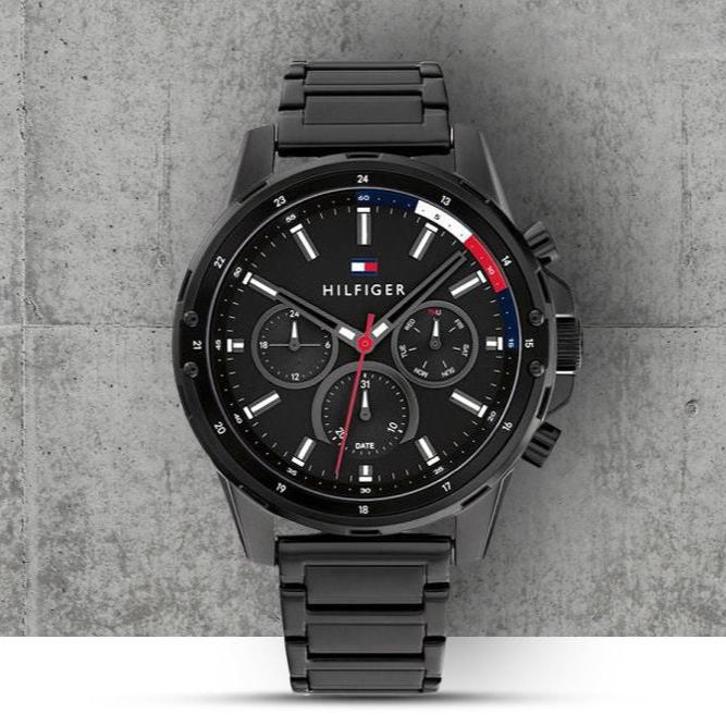 Tommy Hilfiger Mason Chronograph Black Dial Black Steel Strap Watch For Men - 1791935 Buy Now By Tommy Hilfiger