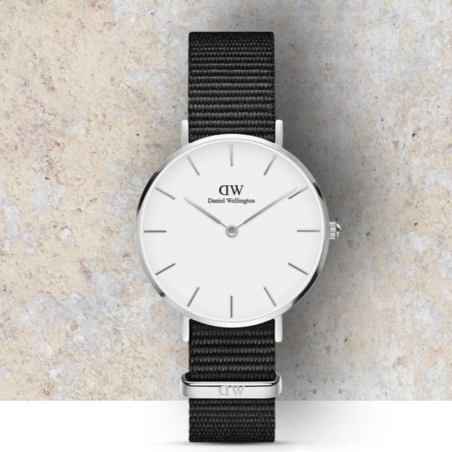 Daniel Wellington Classic Petite Cornwall White Dial Black NATO Strap Watch For Women - DW00100254 Buy Now By Daniel Wellington