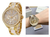 Michael Kors Wren Diamonds Gold Dial Two Tone Steel Strap Watch for Women - MK6157 Buy Now By Michael Kors