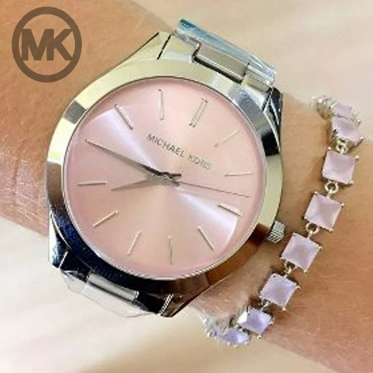 Michael Kors Slim Runway Quartz Pink Dial Silver Steel Strap Watch For Women - MK3380 Buy Now By Michael Kors