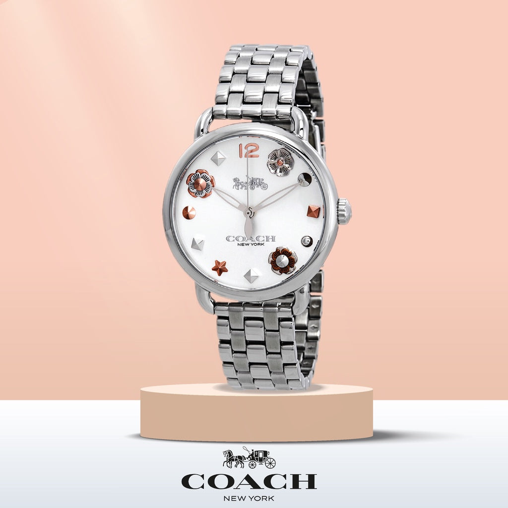Coach Delancey White Dial Silver Steel Strap Watch for Women - 14502810 Buy Now By Coach