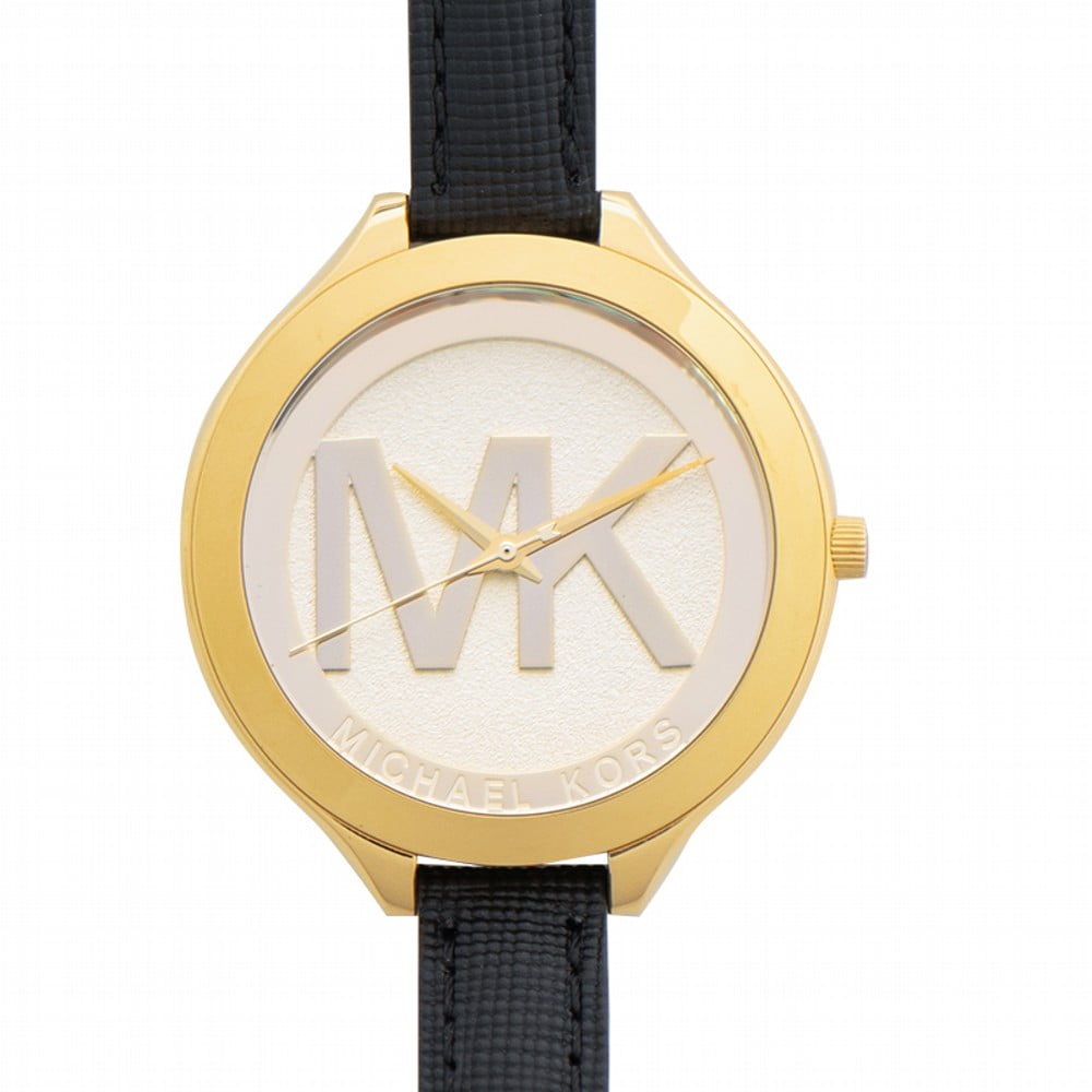 Michael Kors Slim Runway Quartz Gold Dial Black Leather Strap Watch For Women - MK2392 Buy Now By Michael Kors