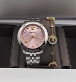 Versace Audrey Quartz Pink Dial Silver Steel Strap Watch for Women - VELR00419 Buy Now By Versace
