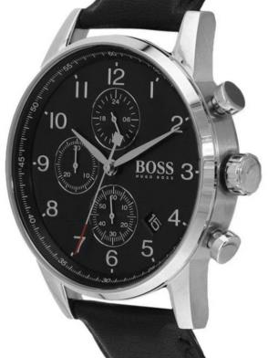 Hugo Boss Navigator Black Dial Black Leather Strap Watch for Men - 1513678 Buy Now By Hugo Boss