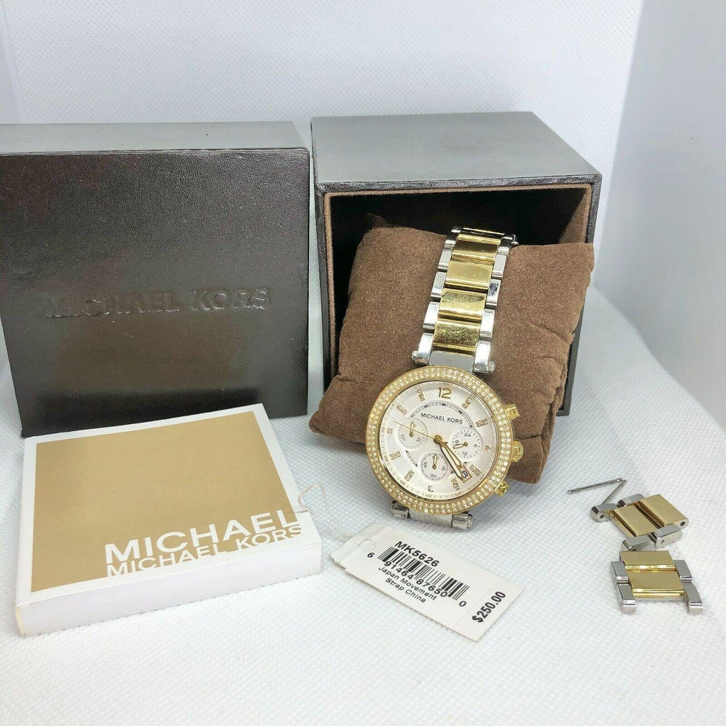 Michael Kors Parker White Dial Two Tone Steel Strap Watch for Women - MK5626 Buy Now By Michael Kors