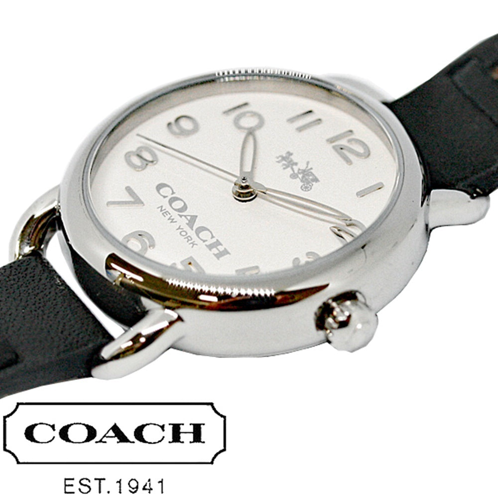 Coach Delancey White Dial Black Leather Strap Watch for Women - 14502714 Buy Now By Coach