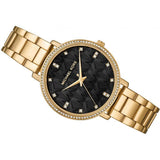 Michael Kors Pyper Three-Hand Black Dial Gold Steel Strap Watch For Women - MK4593 Buy Now By Michael Kors