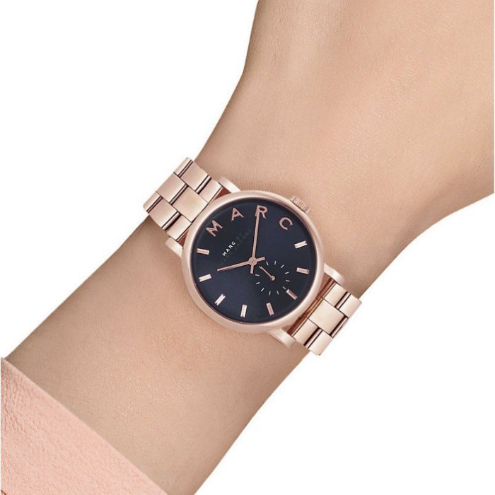 Marc Jacobs Baker Blue Dial Rose Gold Steel Strap Watch for Women - MBM3330 Buy Now By Marc Jacobs