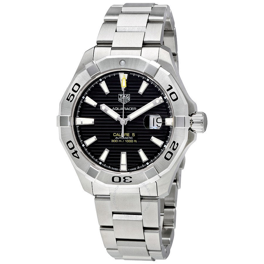 Tag Heuer Aquaracer Automatic Black Dial Silver Steel Strap Watch for Men - WAY2010.BA0927 Buy Now By Tag Heuer