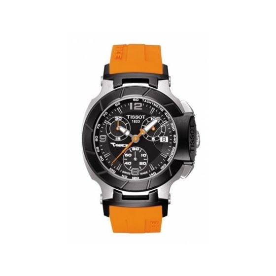 Tissot T Race Chronograph Black Dial Orange Rubber Strap Watch for Women - T048.217.27.057.00 Buy Now By Tissot