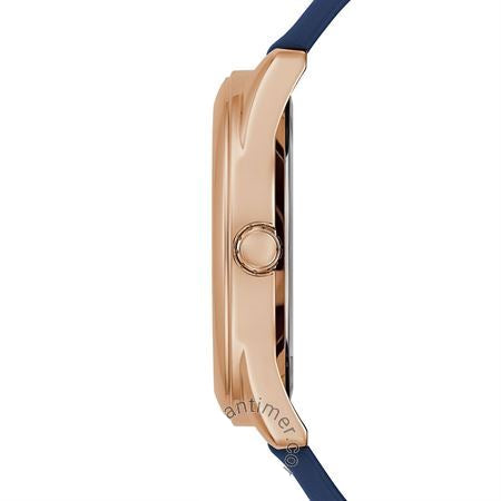 Guess Cubed Analog Rose Gold Dial Blue Leather Strap Watch For Women - GW0665L2 Buy Now By Guess
