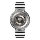 Versace V Metal Icon Silver Dial Silver & Grey Strap Watch for Women - VLC120016 Buy Now By Versace