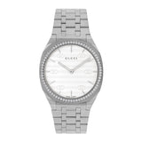 Gucci 25H Quartz Diamonds Silver Dial Silver Steel Strap Watch for Women - YA163401 Buy Now By Gucci