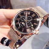 Guess Delancy Black Dial Rose Gold Mesh Bracelet Watch for Men - W0871G5 Buy Now By Guess