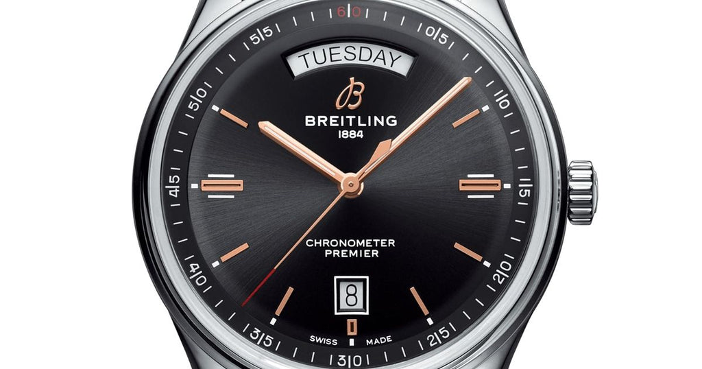 Breitling Premier Automatic 40mm Day & Date Black Dial Black Strap Mens Watch - A45340241B1X1 Buy Now By Breitling