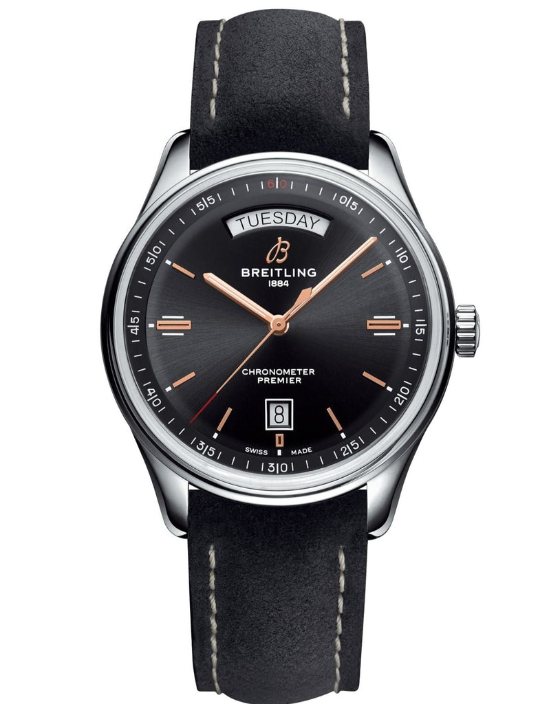 Breitling Premier Automatic 40mm Day & Date Black Dial Black Strap Mens Watch - A45340241B1X1 Buy Now By Breitling