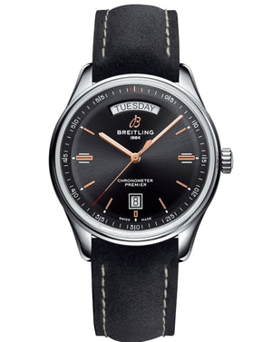 Breitling Premier Automatic 40mm Day & Date Black Dial Black Strap Mens Watch - A45340241B1X1 Buy Now By Breitling