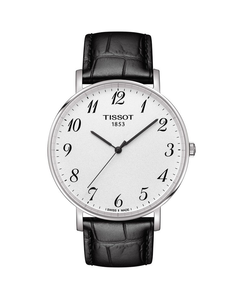 Tissot Everytime Large White Dial Black Leather Strap Watch For Men - T109.610.16.032.00 Buy Now By Tissot