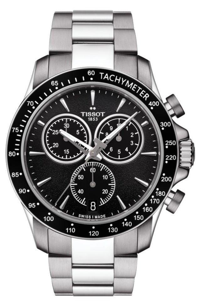 Tissot V8 Quartz Chronograph Black Dial Silver Steel Strap Watch For Men - T106.417.11.051.00 Buy Now By Tissot