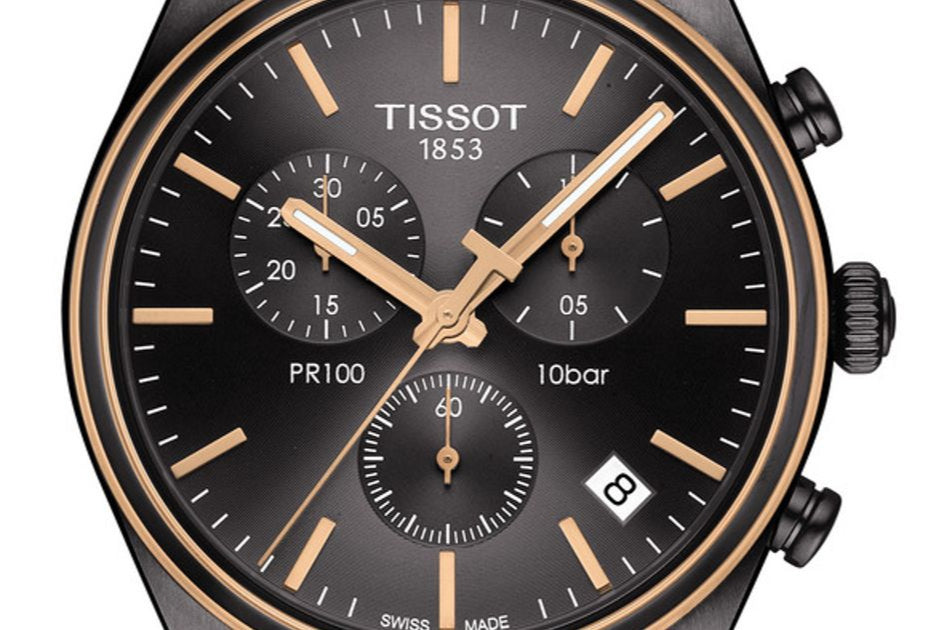 Tissot T Classic PR 100 Chronograph Anthracite Black Dial Black Mesh Bracelet Watch For Men - T101.417.23.061.00 Buy Now By Tissot