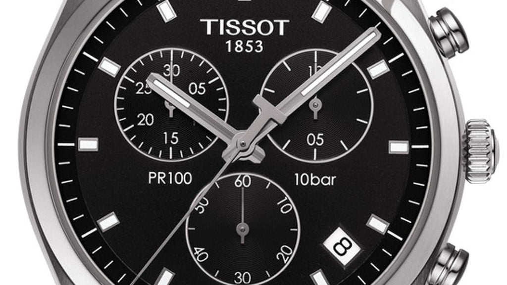 Tissot PR 100 Chronograph Black Dial Black Leather Strap Watch For Men - T101.417.16.051.00 Buy Now By Tissot