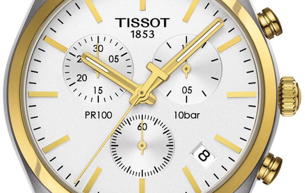 Tissot T Sport PR 100 Chronograph White Dial Two Tone Steel Strap Watch For Men - T101.417.22.031.00 Buy Now By Tissot