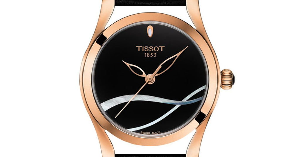 Tissot T Wave Black Dial Black Leather Strap Watch For Women - T112.210.36.051.00 Buy Now By Tissot