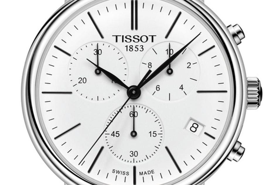 Tissot Carson Premium Chronograph White Dial Brown Leather Strap Watch For Men - T122.417.16.011.00 Buy Now By Tissot