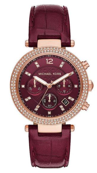 Michael Kors Parker Chronograph Red Dial Red Leather Strap Watch For Women - MK6986 Buy Now By Michael Kors