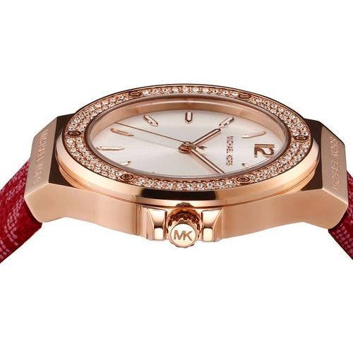 Michael Kors Lennox Three Hand Silver Dial Red Leather Strap Watch For Women - MK7308 Buy Now By Michael Kors