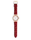 Michael Kors Lennox Three Hand Silver Dial Red Leather Strap Watch For Women - MK7308 Buy Now By Michael Kors