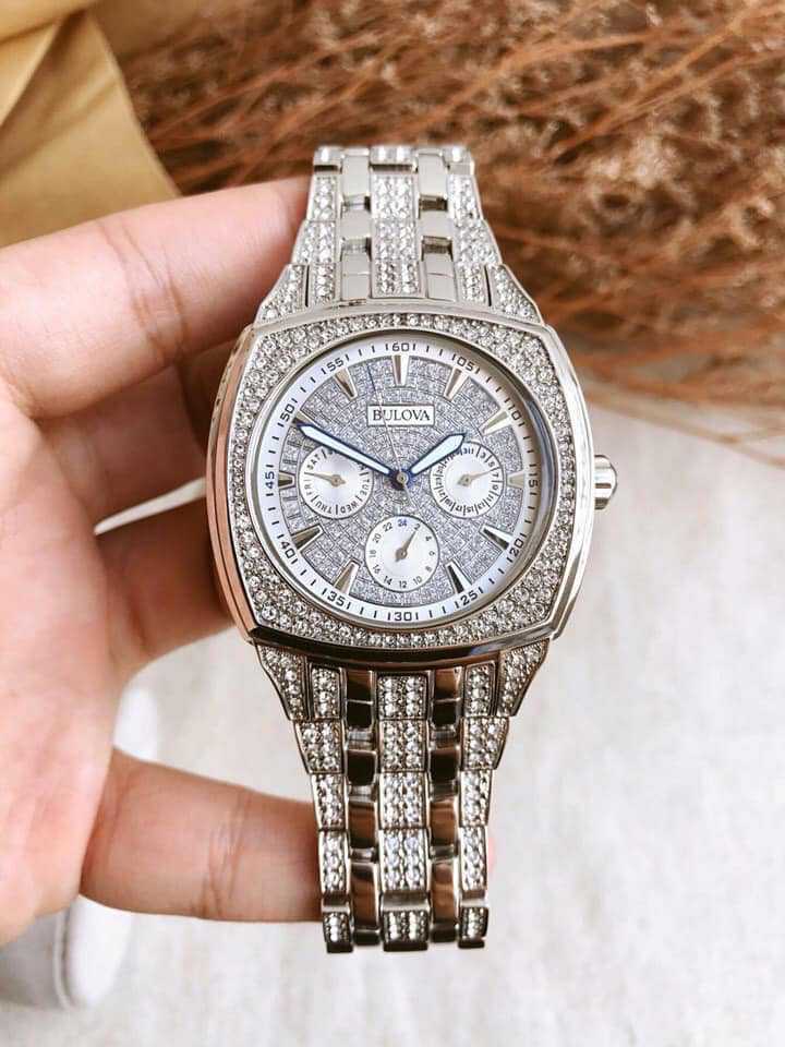 Bulova Crystal Collection Phantom Silver Dial Silver Steel Strap Watch for Men - 96C002 Buy Now By Bulova