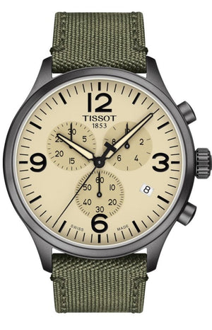 Tissot T Sport Chrono XL Beige Dial Green Nylon Strap Watch for Men - T116.617.37.267.00 Buy Now By Tissot