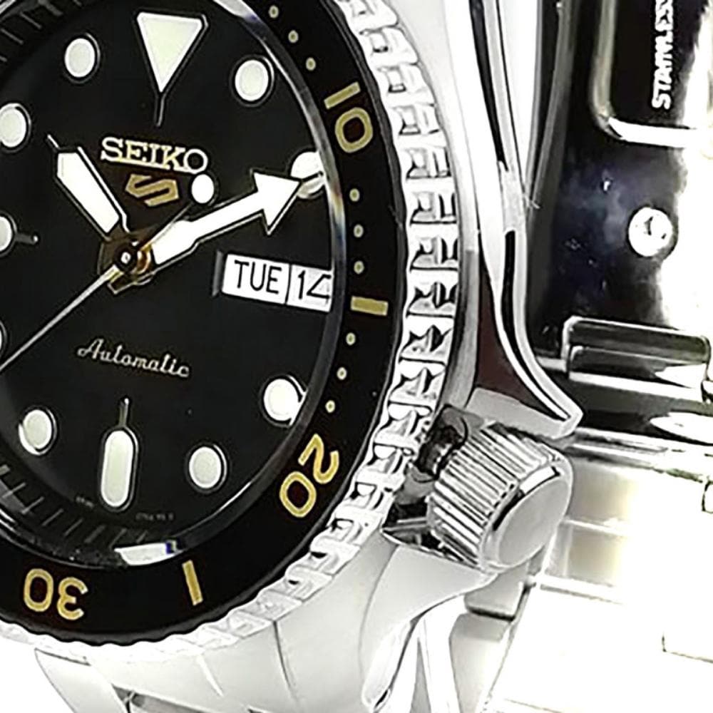 Seiko 5 Sports Automatic Black Dial Silver Steel Strap Watch For Men - SRPD57K1 Buy Now By Seiko
