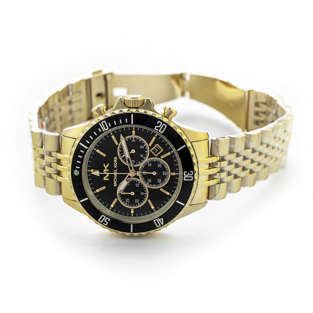Michael Kors Bayville Chronograph Black Dial Gold Steel Strap Watch For Men - MK8726 Buy Now By Michael Kors