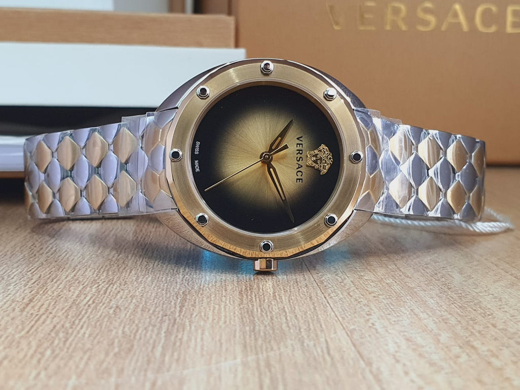 Versace Shadov Quartz Gold Dial Two Tone Steel Strap Watch for Women - VEBM00518 Buy Now By Versace