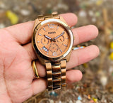 Fossil Boyfriend Multifunction Rose Gold Dial Rose Gold Steel Strap Watch for Women - ES3885 Buy Now By Fossil