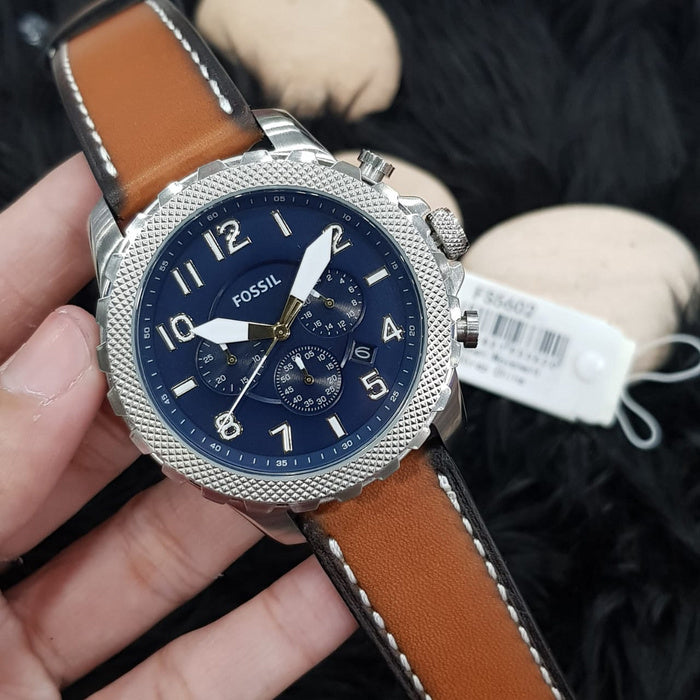 Fossil Bowman Chronograph Blue Dial Brown Leather Strap Watch for Men - FS5602 Buy Now By Fossil
