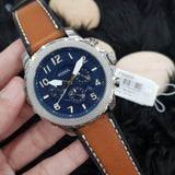 Fossil Bowman Chronograph Blue Dial Brown Leather Strap Watch for Men - FS5602 Buy Now By Fossil