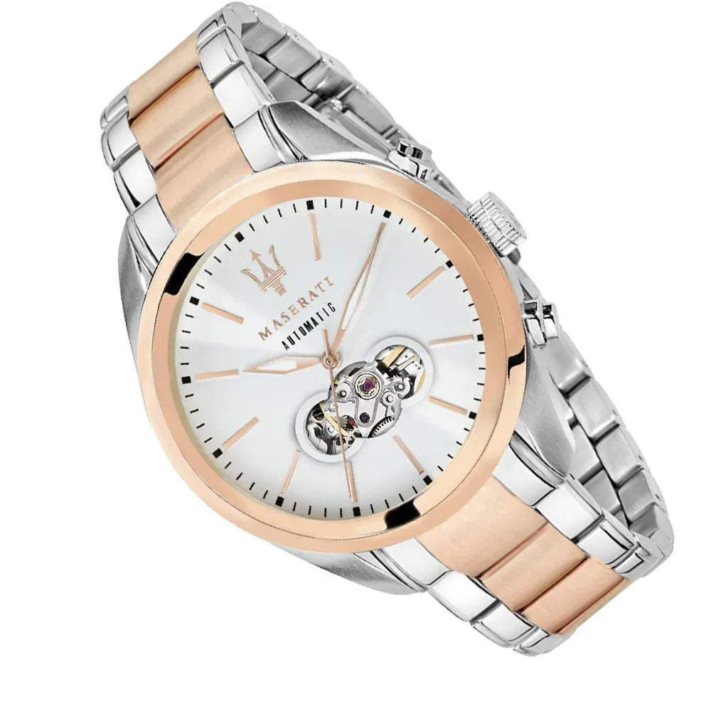 Maserati Traguardo Automatic White Dial Two Tone Steel Strap Watch For Men - R8823112001 Buy Now By Maserati