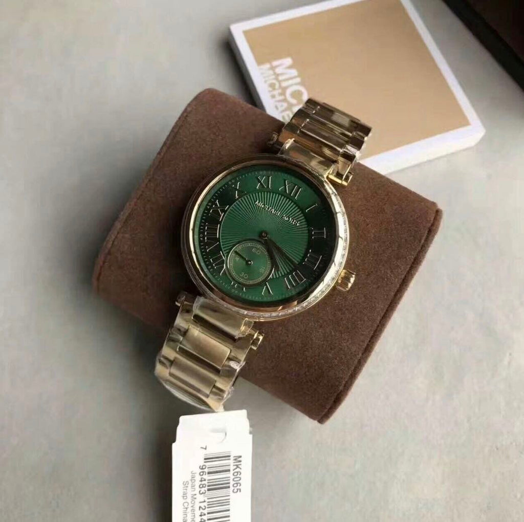 Michael Kors Skylar Green Dial Gold Steel Strap Watch for Women - MK6065 Buy Now By Michael Kors
