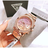 Guess Confetti Pink Dial Rose Gold Steel Strap Watch For Women - W0774L3 Buy Now By Guess
