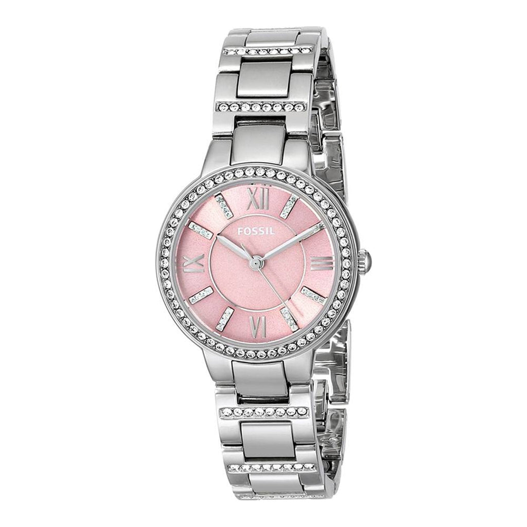 Fossil Virginia Pink Dial Silver Steel Strap Watch for Women - ES3504 Buy Now By Fossil