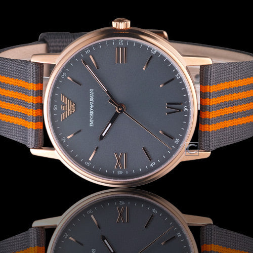Emporio Armani Kappa Quartz Grey Dial Two Tone Nylon Strap Watch For Men - AR11014 Buy Now By Emporio Armani