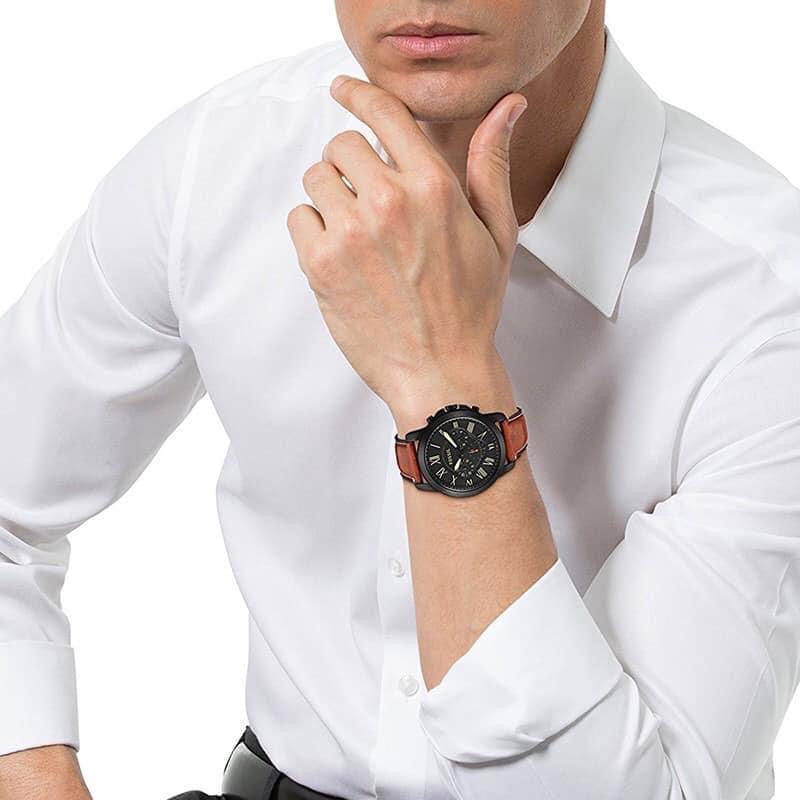 Fossil Grant Chronograph Black Dial Brown Leather Strap Watch for Men - FS5241 Buy Now By Fossil